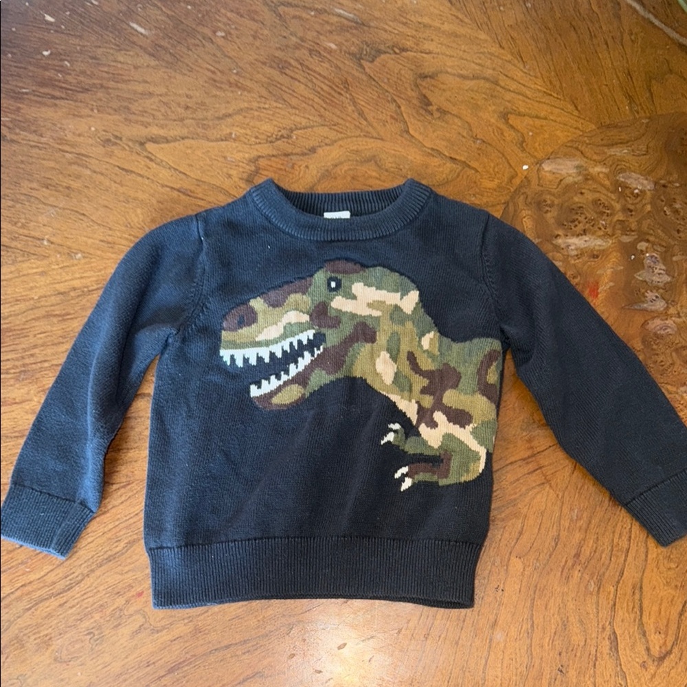 Kids Dinosaur Sweater - Black and Green